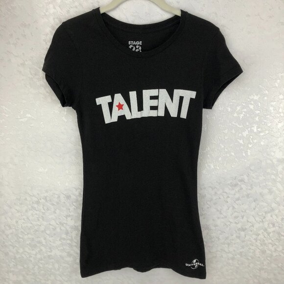 Stage 28 “TALENT” Women’s Black Short Sleeve 100 % Cotton Graphic Tee Size S - Picture 1 of 7